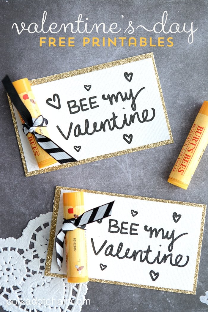 "Bee" My Valentine - Saint-Valentin imprimable gratuitement. Tellement mignon avec des gommes à abeilles pour les petits enfants ou un baume à lèvres à la cire d'abeille pour les grands enfants !