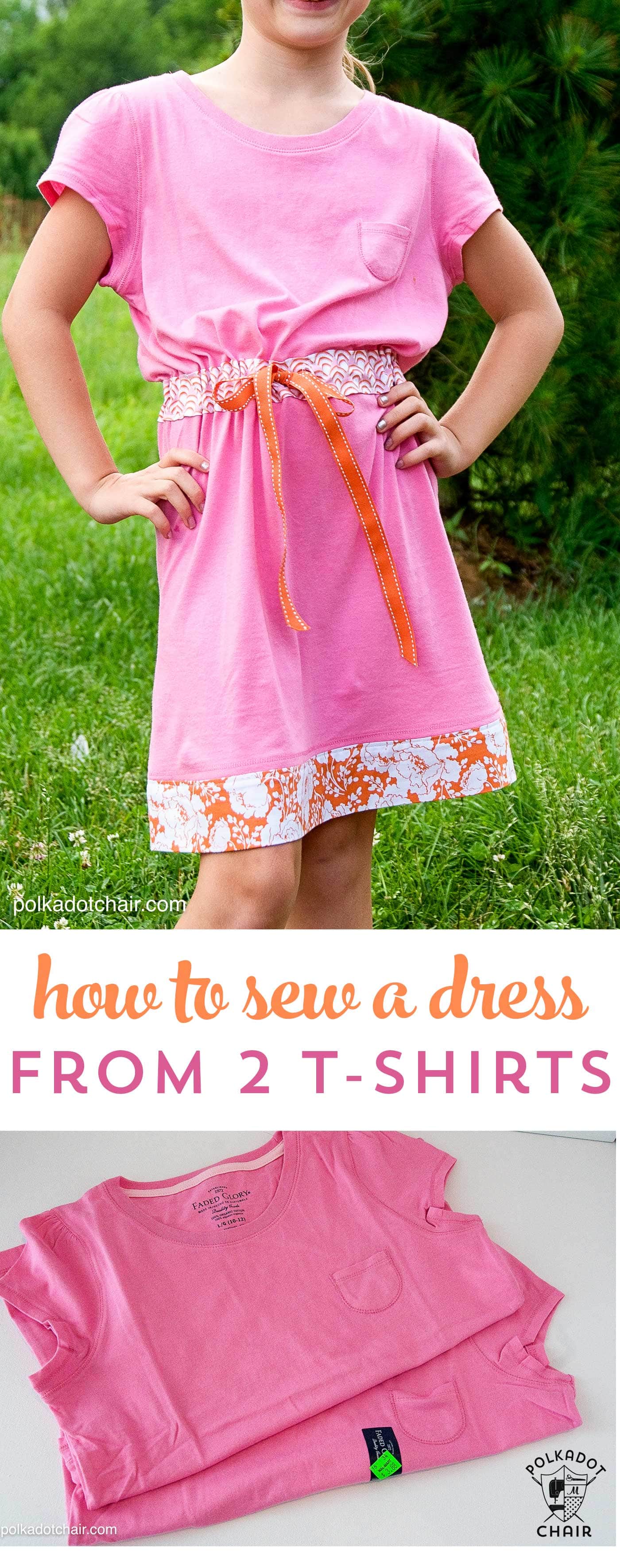 Comment coudre une robe d'été en utilisant deux t-shirts - un joli projet de refonte de t-shirt DIY.