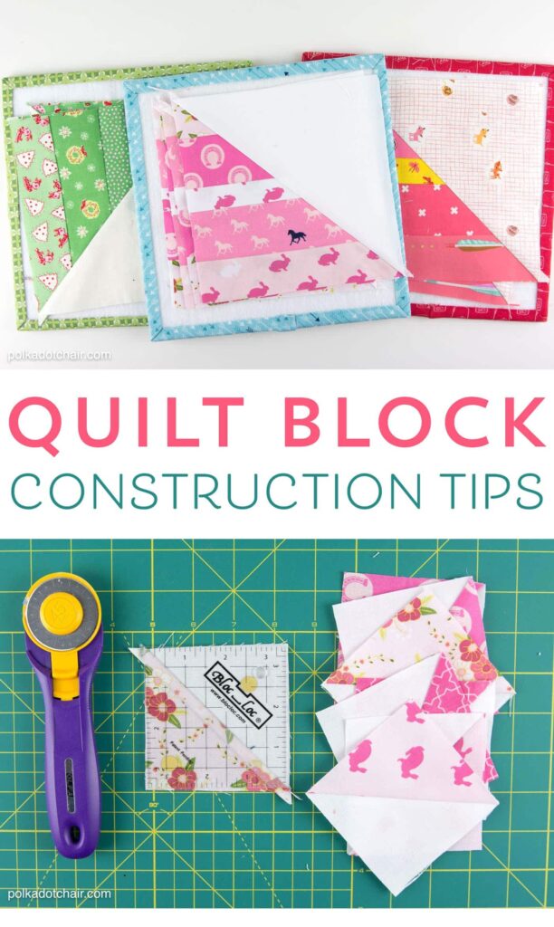Trucs et astuces pour vous aider lorsque vous construisez des blocs de quilt. des choses comme comment rester organisé et comment couper les blocs hst avec précision.