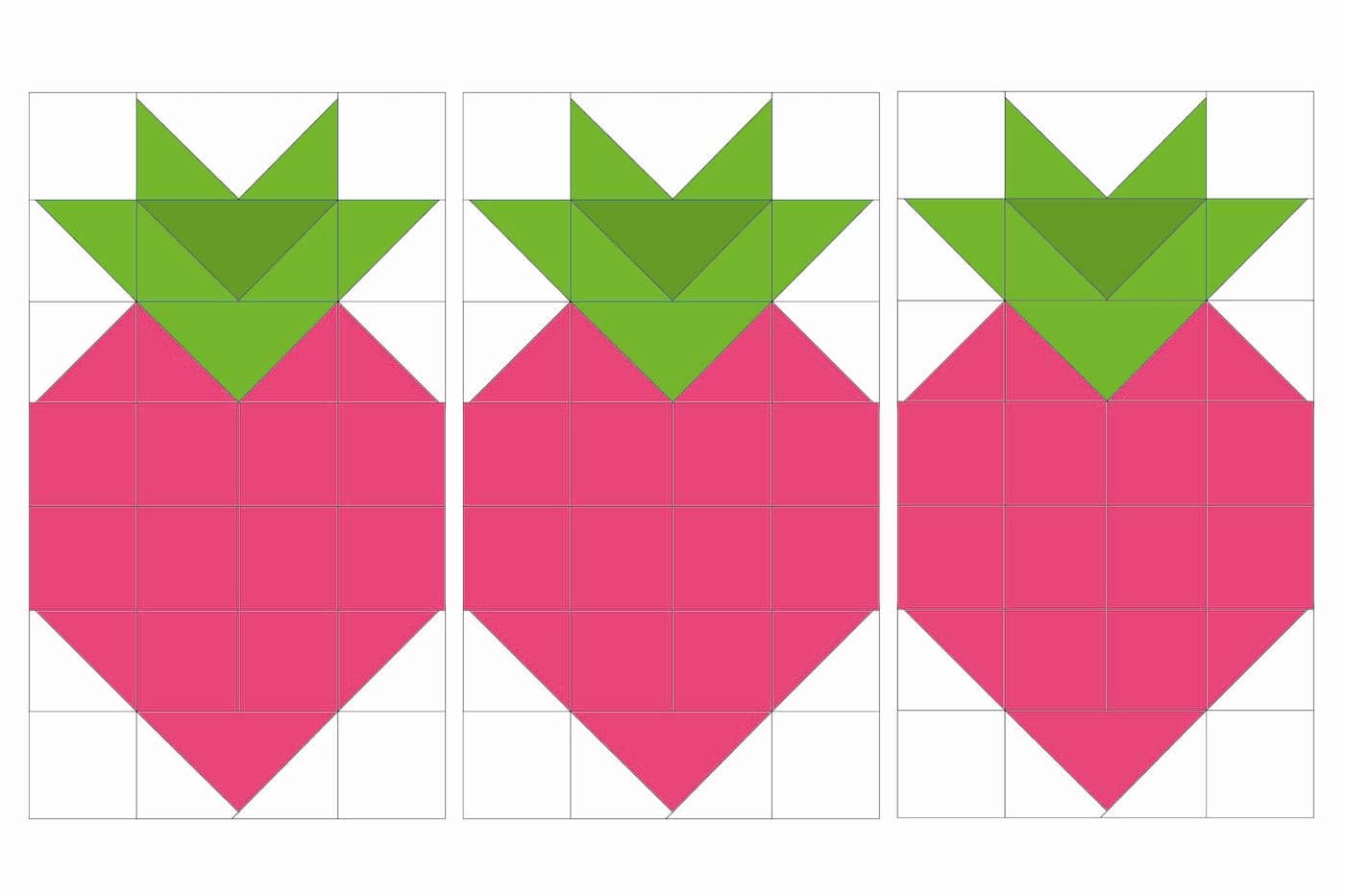 carrés et triangles roses et blancs montrant une disposition en patchwork