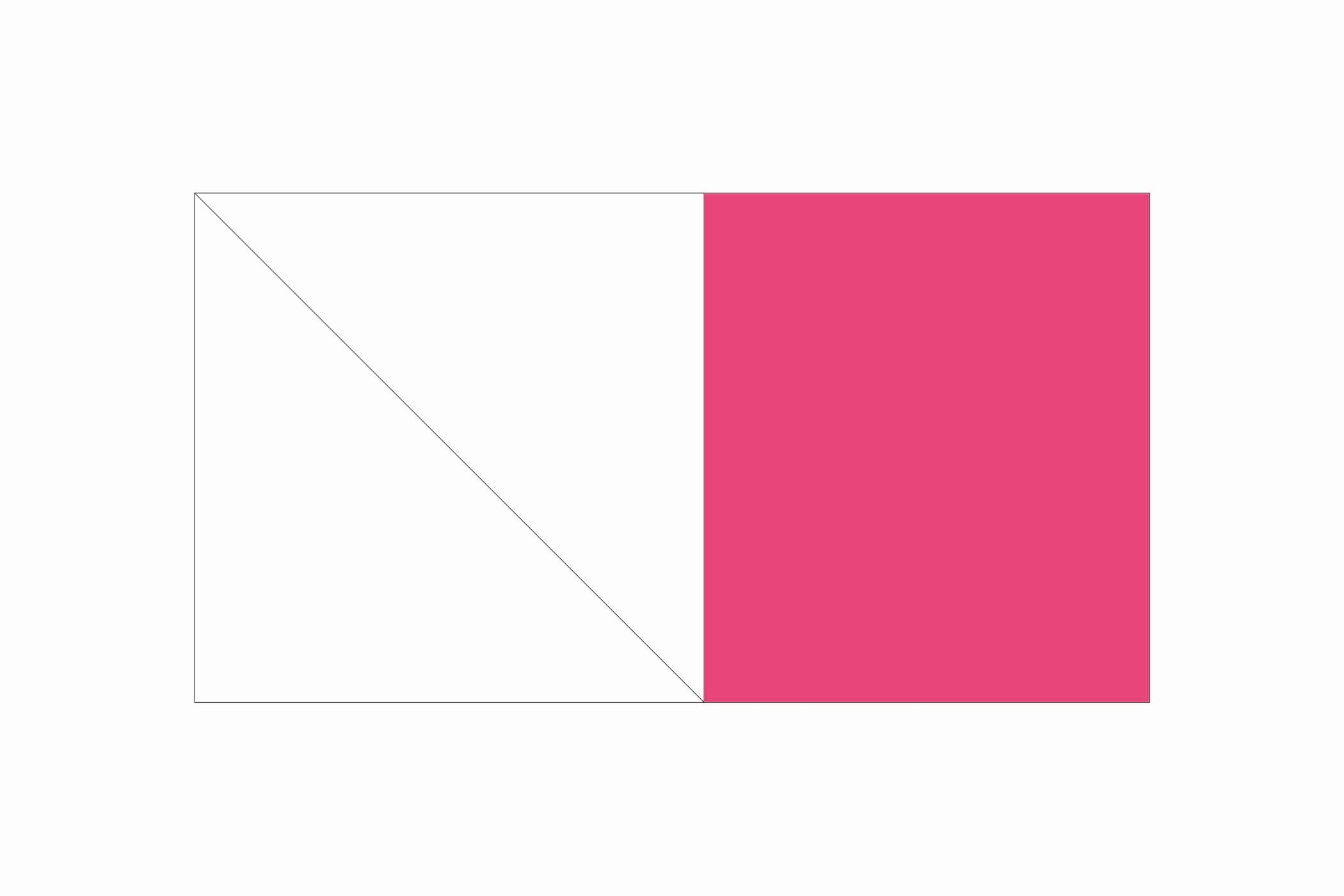 Schéma montrant des carrés roses et des rectangles blancs pour réaliser un bloc d'oies volantes