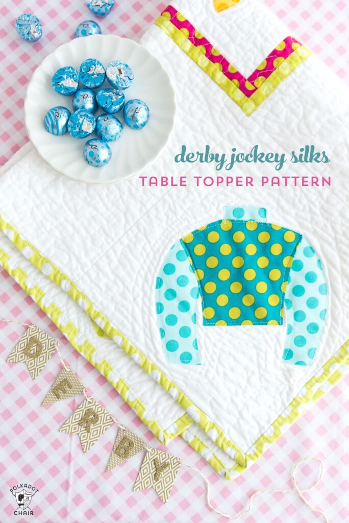 Patron gratuit pour un dessus de table derby jockey silks - jolie idée pour un projet de couture, d'artisanat ou de décoration kentucky derby!