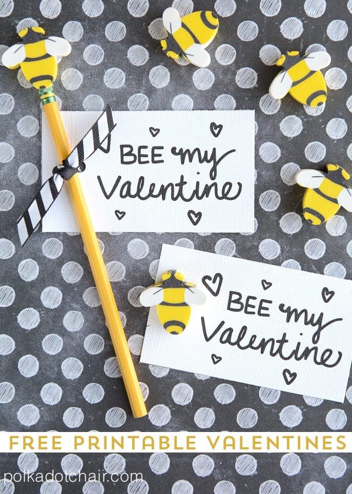 "abeille" ma saint-valentin - saint-valentin imprimable gratuite. si mignon avec des gommes à effacer pour les petits enfants ou un baume à lèvres à la cire d'abeille pour les grands enfants !