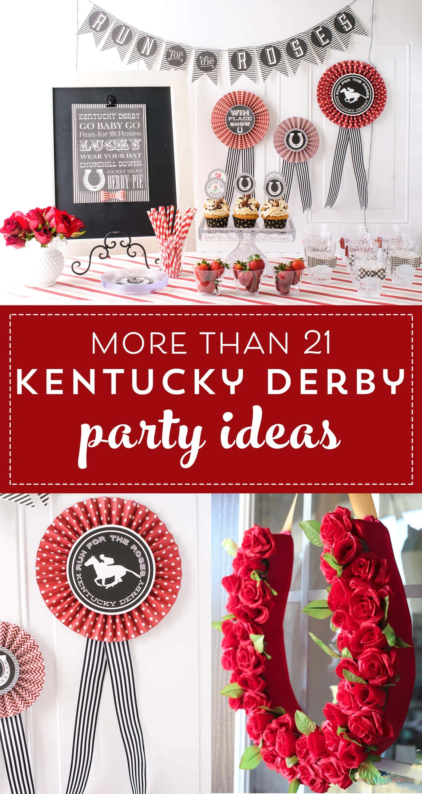 Décorations et idées imprimables de fête du Kentucky Derby - imprimables pour les invitations à une fête du Kentucky Derby et des idées d'artisanat #kentuckyderby #derby #derbyparty