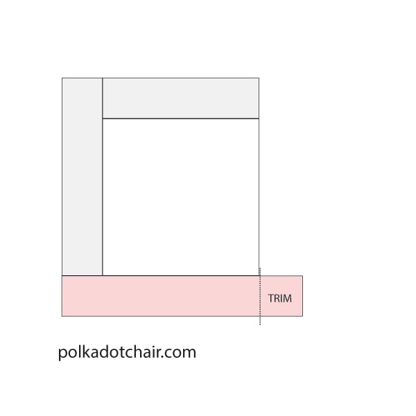 Tutoriel et modèle de courtepointe gratuits pour un bloc de courtepointe de cabane en rondins ; le bloc du mois d'avril proposé sur le blog Polka Dot Chair