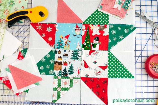 Star Block made of Christmas Fabrics