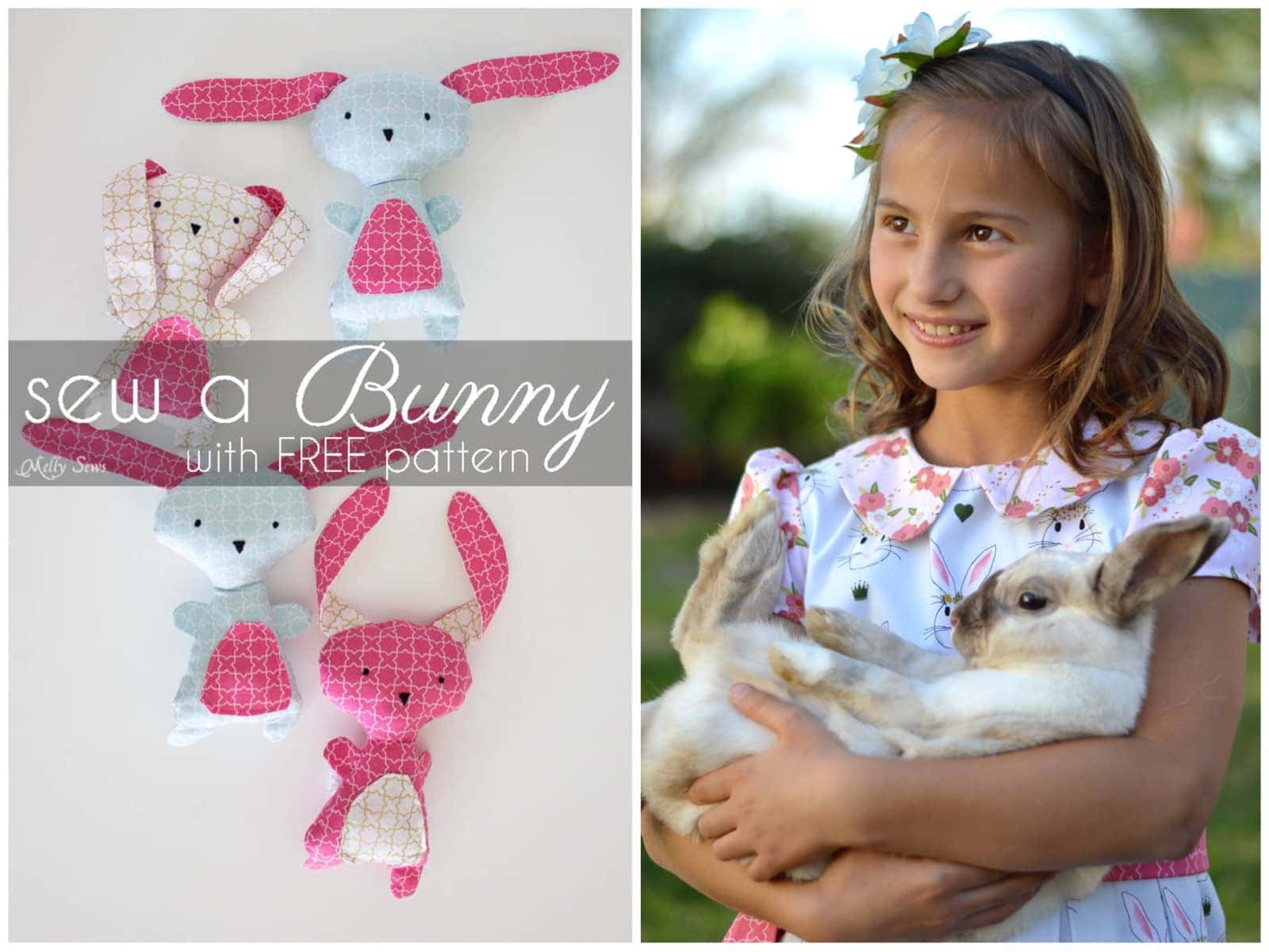 Idées mignonnes pour des projets de couture de Pâques, une robe de Pâques et un motif de lapin de Pâques en peluche DIY