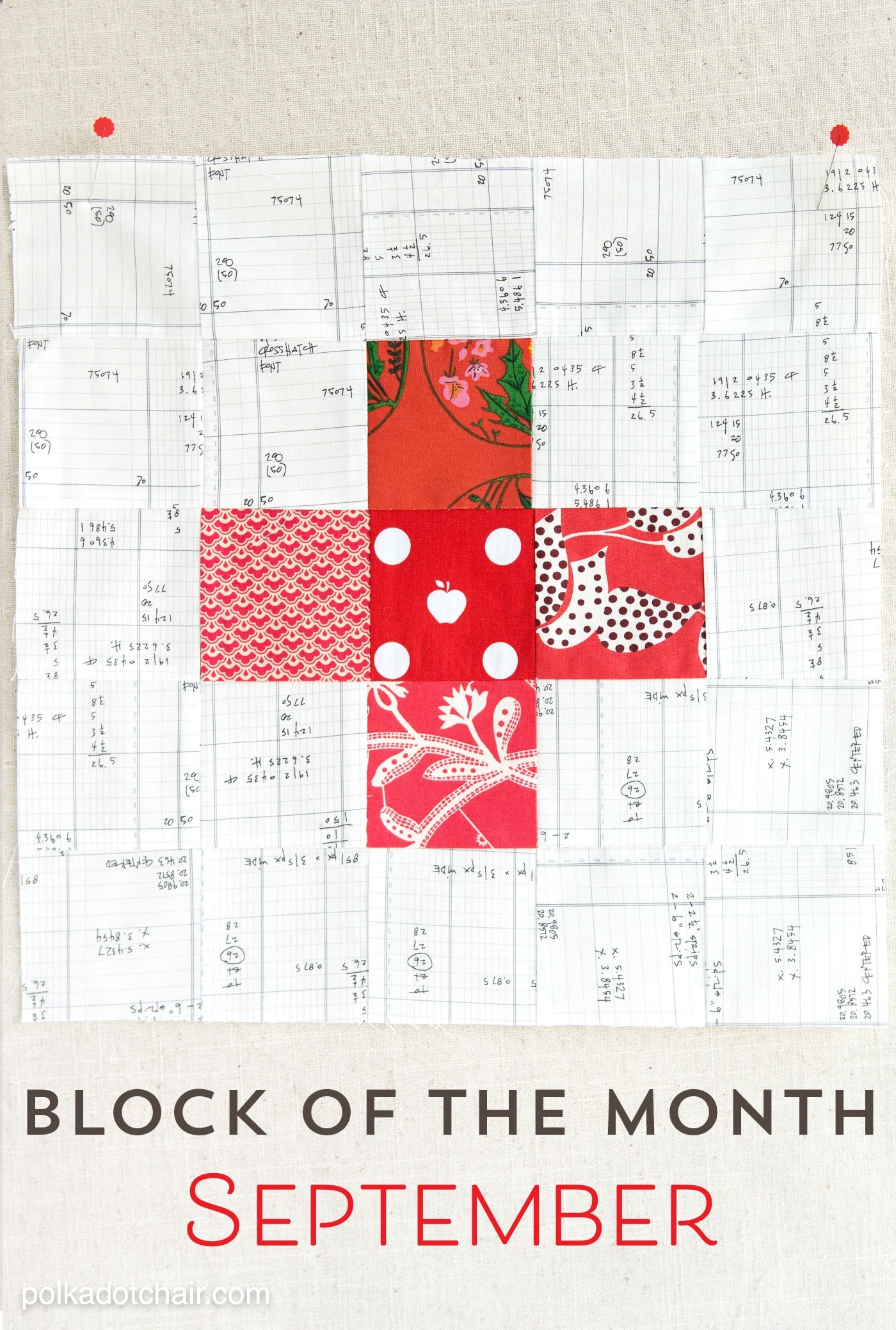Le bloc quilt du mois de septembre, une variante d'un simple bloc plus. Rejoignez la série bloc du mois et réalisez une courtepointe un mois à la fois.