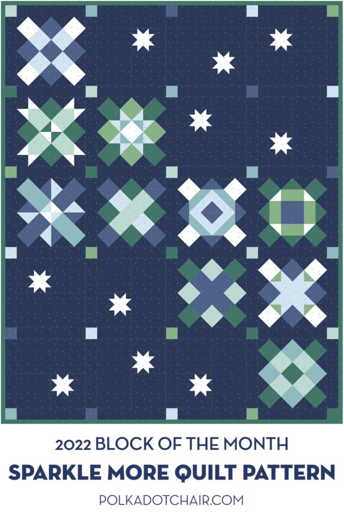 Schéma d'un quilt bleu marine, vert et bleu