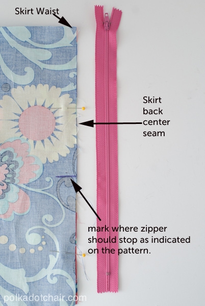 Tissu plié sur table avec fermeture éclair rose sur le côté